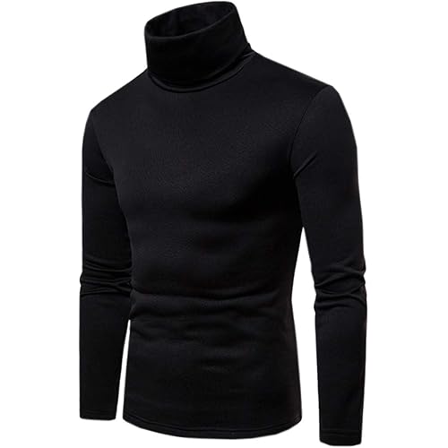 QZH.DUAO Cameinic Men's Casual Slim Fit Turtleneck Pullover Sweaters with Twist Patterned & Long Sleeve T-Shirt