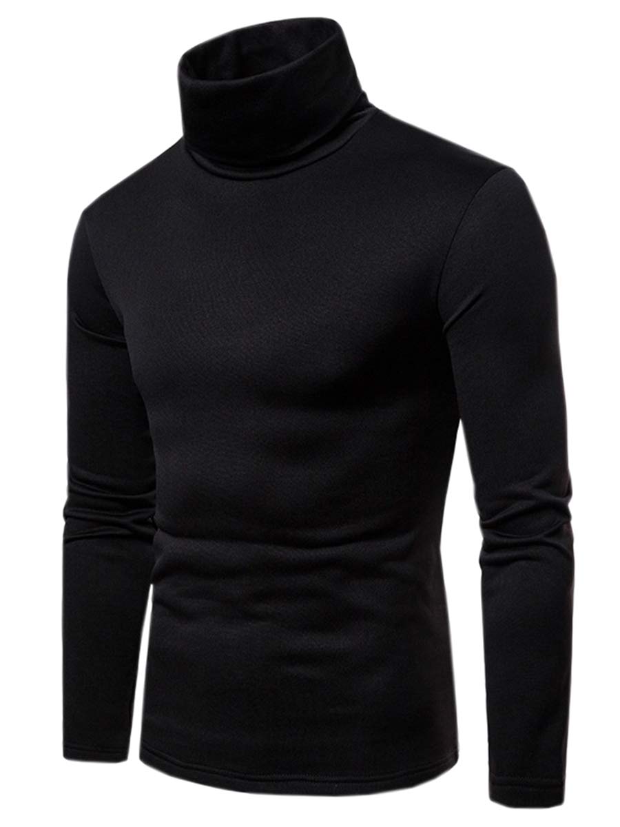 QZH.DUAO Cameinic Men's Casual Slim Fit Turtleneck Pullover Sweaters with Twist Patterned & Long Sleeve T-Shirt
