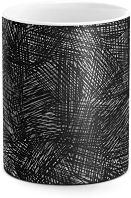 Black Pencil Scribble Doodle Pattern White Heat Resistant Ceramic Tea Coffee Mug - 11oz