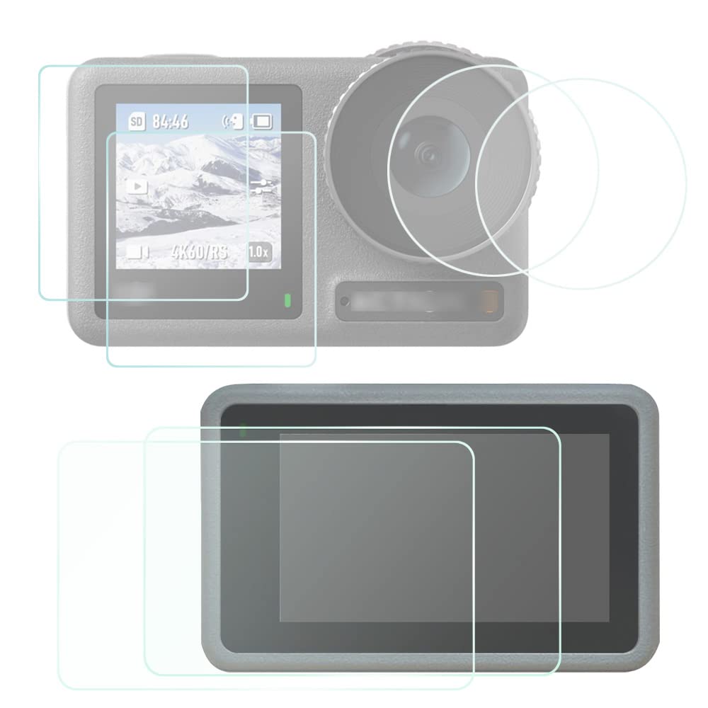 Fire Rock Action 3 Lens and Screen Protector for DJI OSMO Action3 Camera, Ultra-Clear 9H Hardness Tempered Glass Cover for Action3-2+2+2 Packs