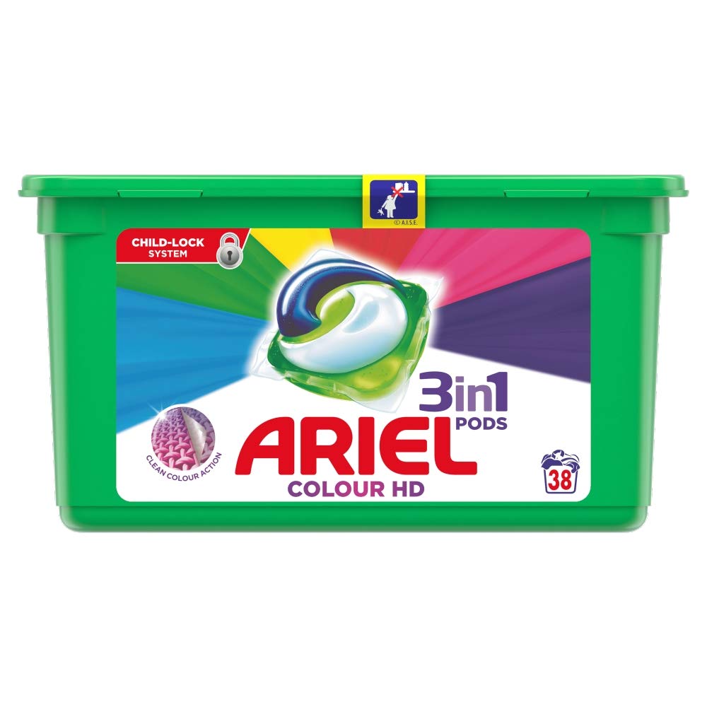 Ariel 3 in 1 Pods Colour Washing Tablets, 38 Washes