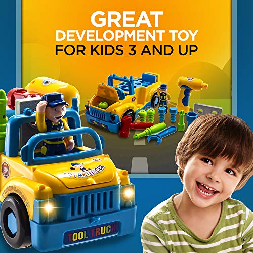 WolVol Truck Tools Toy Equipped with Electric Drill and Various Tools, Lights and Music, Bump and Go Action, will go by its own and change directions on contact - Thumbnail 5