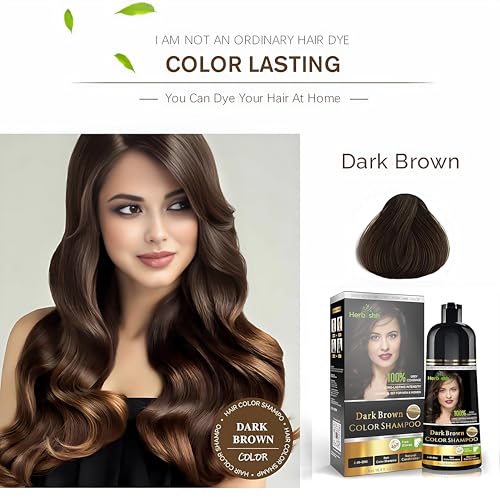 Herbishh Hair Color Shampoo For Gray Hair – Magic Hair Dye Shampoo – Colors Hair In Minutes–Long Lasting–500 Ml–3-In-1 Hair Color–Ammonia-Free | Herbishh (Dark Brown)
