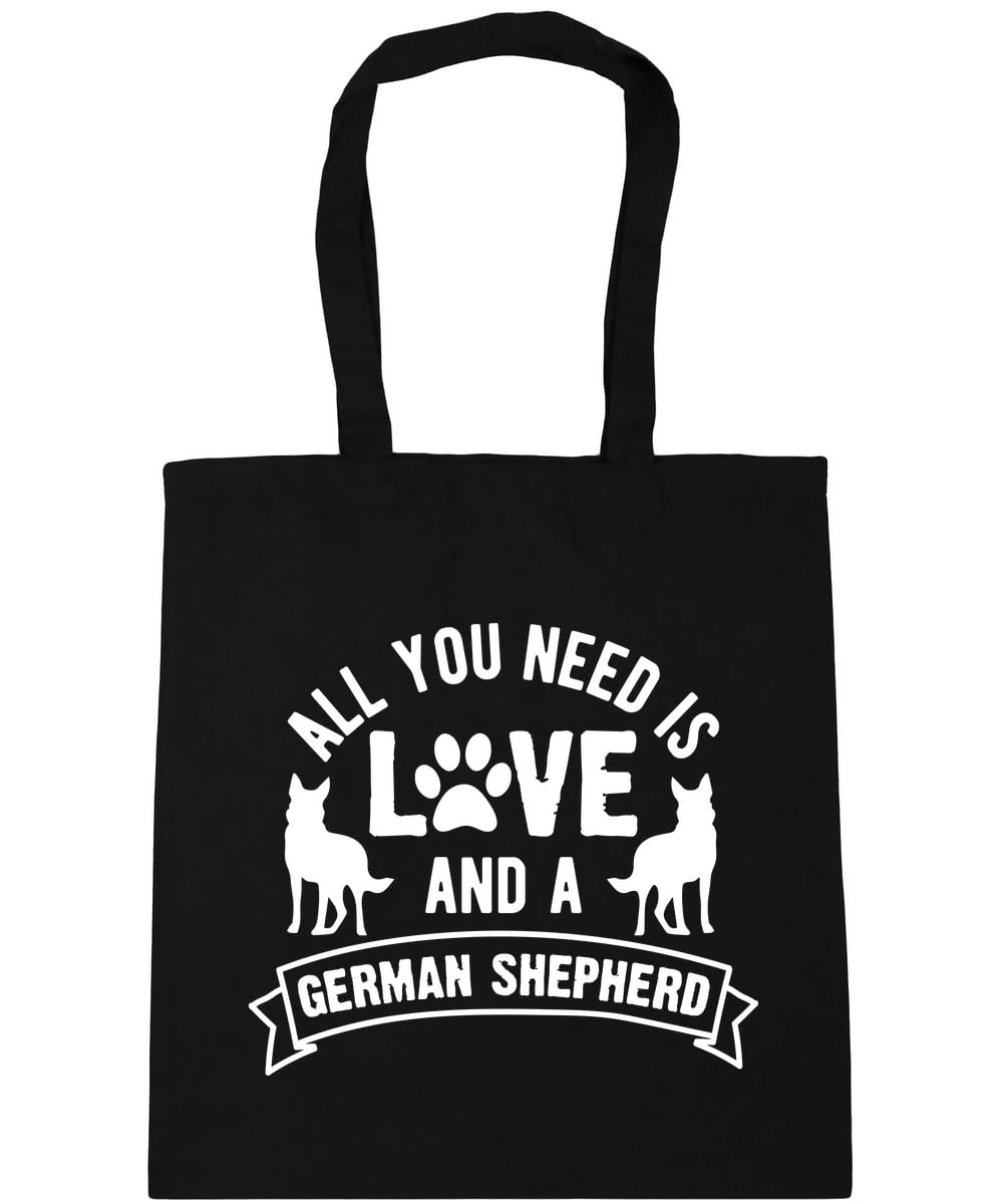 Hippowarehouse All you need is love and a German Shepherd Tote Shopping Gym Beach Bag 42cm x38cm, 10 litres