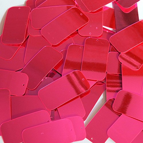 Long Sequin Rectangle 1.5 inch Fluorescent Hot Pink Metallic Couture Loose Paillettes. Made in USA.