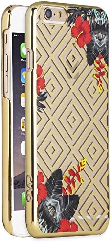 CYLO HAUTE Metallic Printed iPhone 6 and 6S Case, Lightweight with Vibrant colors and Trendy Fashion (Red Floral/Gold)
