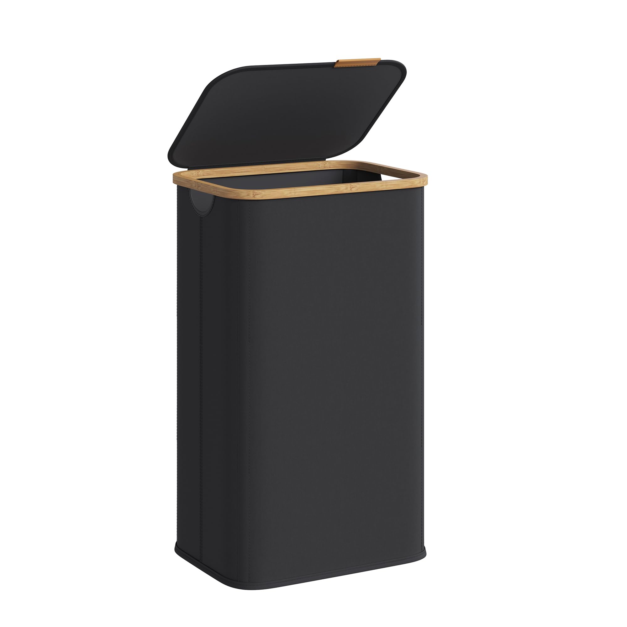 Photo 1 of (assembly required) SONGMICS Laundry Hamper, Laundry Basket with Lid, Foldable Storage Basket, Bamboo Frame, for Bedroom, Living Room, Oxford Fabric, 26.4 Gal. (100 L), Ink Black ULCB518BH01