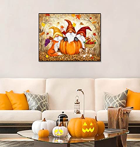 Gnome Diamond Painting Kits,Autumn Diamond Art Kit for Adults Full Round Drill,Paint with Diamond for Gift,Wall Decor