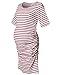 Maternity Bodycon Dress Short Sleeve Ruched Sides Knee Length Shirred Dress