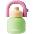 CHAKO LAB Water Bottle with Straw and Carry Handle | Wide Mouth vacuum insulated stainless steel Metal Thermos Bottles | Reusable, leak-proof and BPA-free | 33oz(Green&Orange)