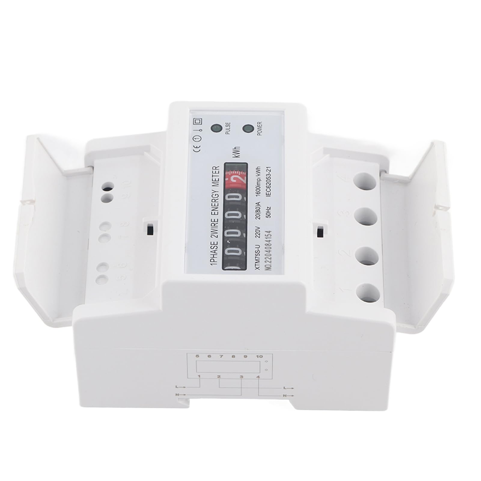 220V Digital 1 Phase 2 Wire 4P LCD Digits Display 35mm Din Rail Installation Electric Meter Electronic KWh Meter (20(80) A)