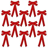 FUNARTY Red Velvet Christmas Bows 10 x 16-Inch