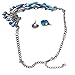 iNewcow Tibetan Silver Blue Peacock Crystal Earrings Necklace Set for Wedding Party
