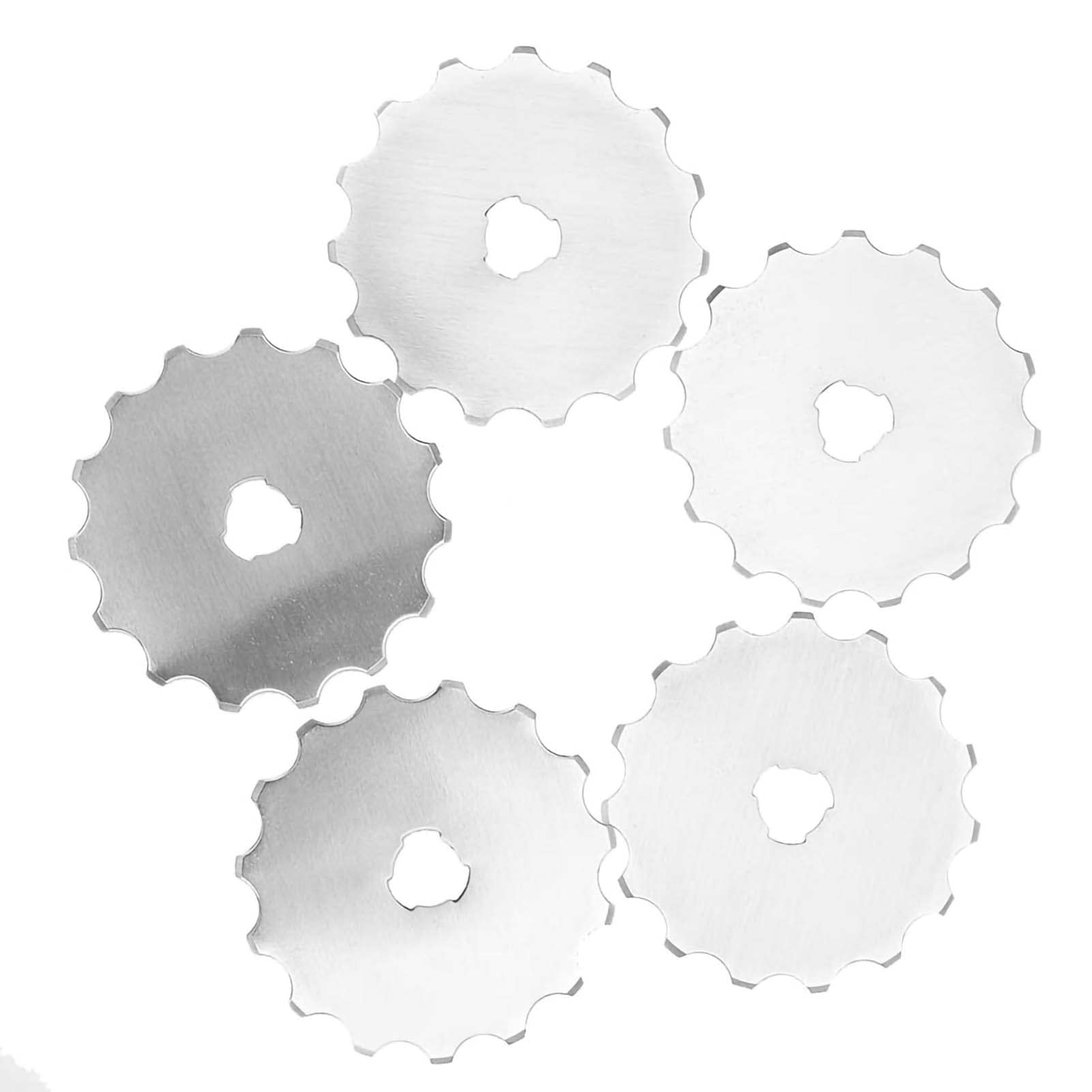 Rotary Cutter Blades, Pack of 5 45mm High Speed Steel Crochet Edge Rotary Cutter Blades Perforating Rotary Replacement Blades for Patchwork Leather Fabric Paper Cutting