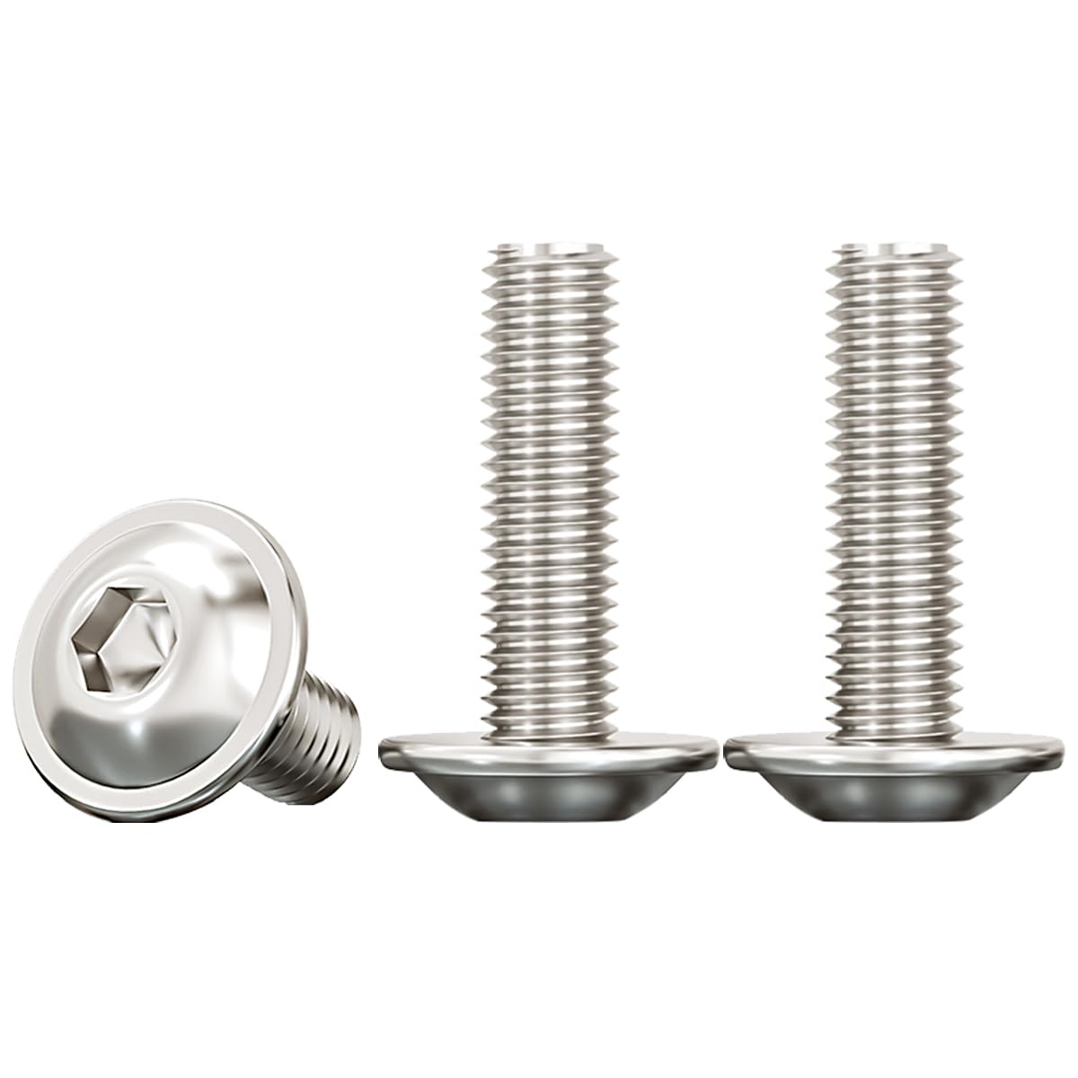 Drenky M8 Flanged Bolts 10 Pcs 304 Stainless Steel Screws M8 X 20mm Pan Rounded Head Screws Fully Thread with Flange And Hexagon, Rustproof