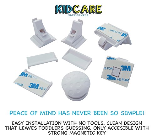 KidCare - Magnetic Child Safety Locks: 8 Locks + 2 Keys - FAST & EASY INSTALLATION. NO TOOLS. NO SCREWS