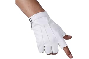 JISEN Men PU Leather Punk Half Finger Snap Performance Gloves