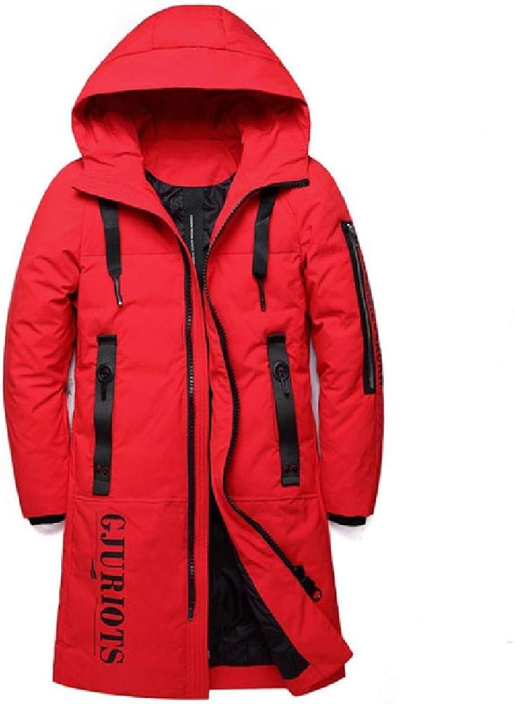 Cerobit Winter Herren lange weiße Ente Daunenjacke Dicke warme Kapuze