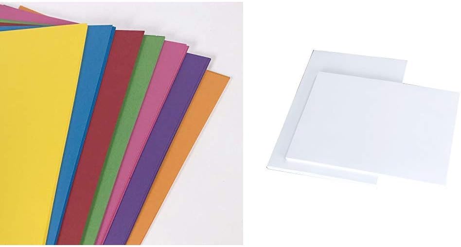 RAINBOW Intensive A4 160 gsm Bright Rainbow Coloured Card (Pack of 70 Sheets) &House of Card & Paper A4 160 gsm Card - White (Pack of 50 Sheets)
