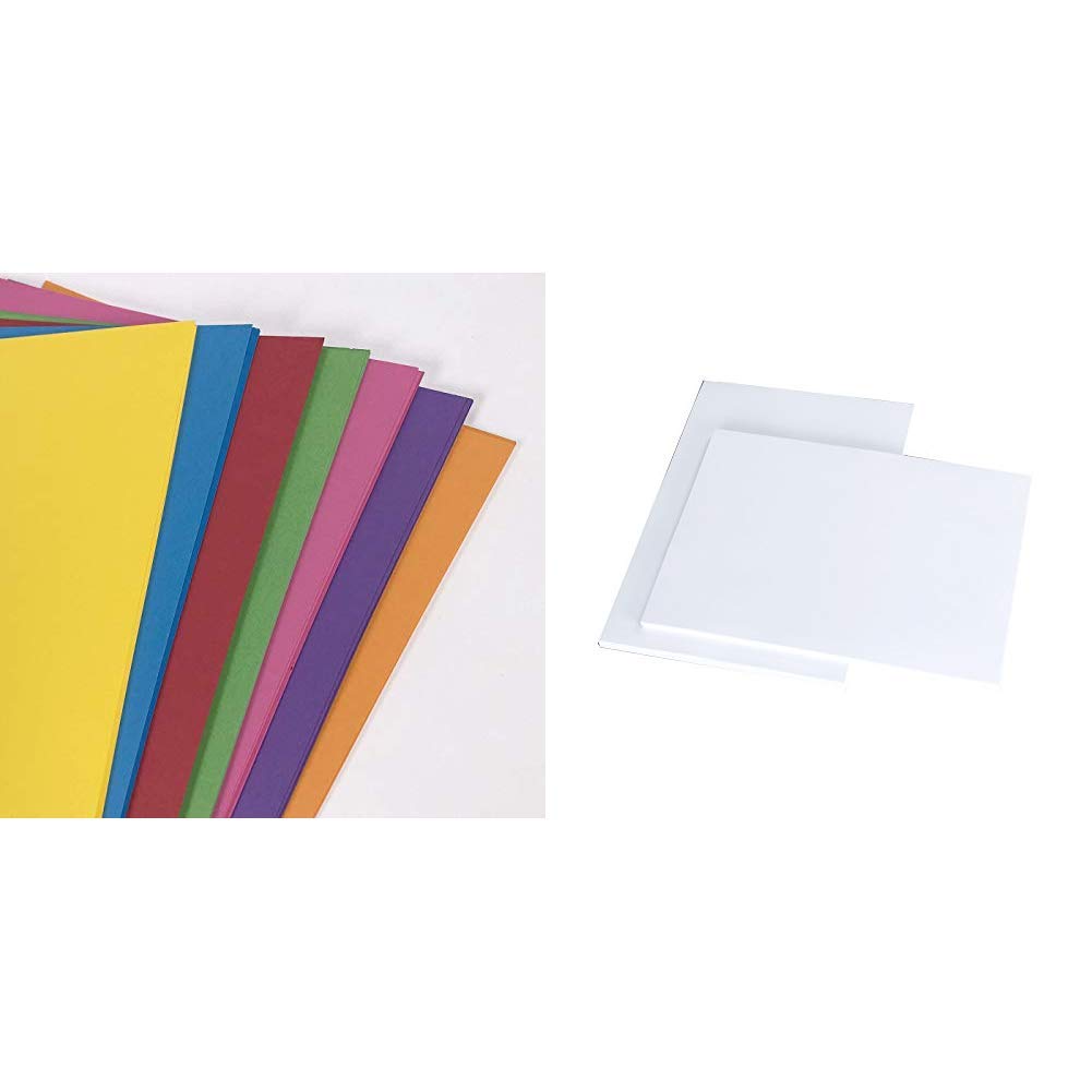 RAINBOW Intensive A4 160 gsm Bright Rainbow Coloured Card (Pack of 70 Sheets) &House of Card & Paper A4 160 gsm Card - White (Pack of 50 Sheets)