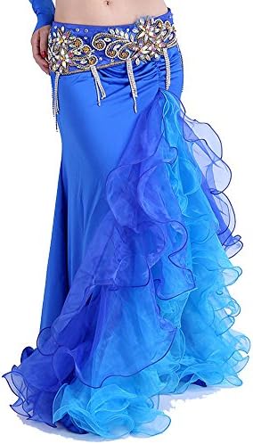 Belly Dance Skirts Professional Belly Dance Costume Waves Skirt Dress Colour 7 (Dark Blue)