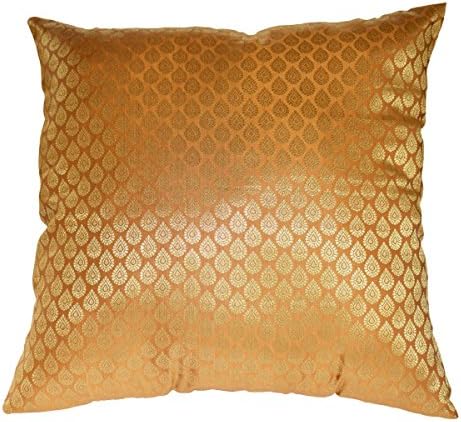 Hakoba Rich Designers Silk Zari Special Brocade Fabric Cushion Cover / Pillow Caee / throw Pillow Size 40 X 40 CM Pack of One