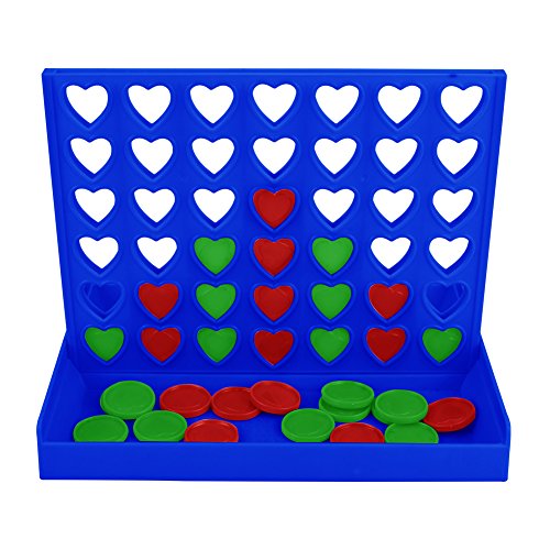 AMGlobal 4 in a Row, Line Up 4, Heart-Shaped Four in a Row Game, Classic Family Toy, Board Game For Kids and Family For Fun(Blue)