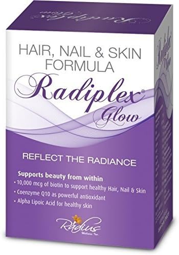 Radiplex Glow - Biotin 10,000 Mcg, Coenzyme Q10, Alpha Liopic Acid &amp; Vitamins Formula For Hair, Nail &amp; Skin