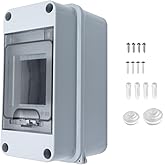 Tutuxio 3 Way Circuit Breaker Box, MCB Distribution Protection Box with Transparent Cover, IP65 Waterproof ABS Plastic Material with DIN Rail for Indoor Outdoor Wall Mount Electrical Application