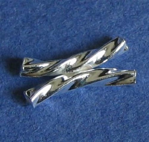 8 pcs .925 Sterling Silver Twin Twist Curve/Curved Bead Tube f/Bracelets/Necklace 12mm X 5.5mm/Findings/Bright