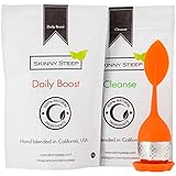 SkinnySteep Premium 14 Day Teatox: 100% Organic and Natural Detox Tea - 3 item bundle: Daily Boost Tea (85g), Cleanse Tea (28g), and Infuser