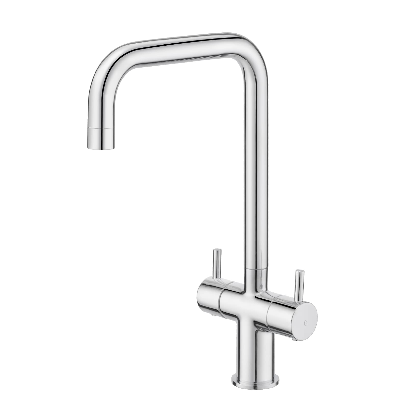 Kitchen Tap,BATHWEST Brass Kitchen Sink Tap,Chromed Dual Lever U-Neck 360° Swivel Bar Tap 1077A