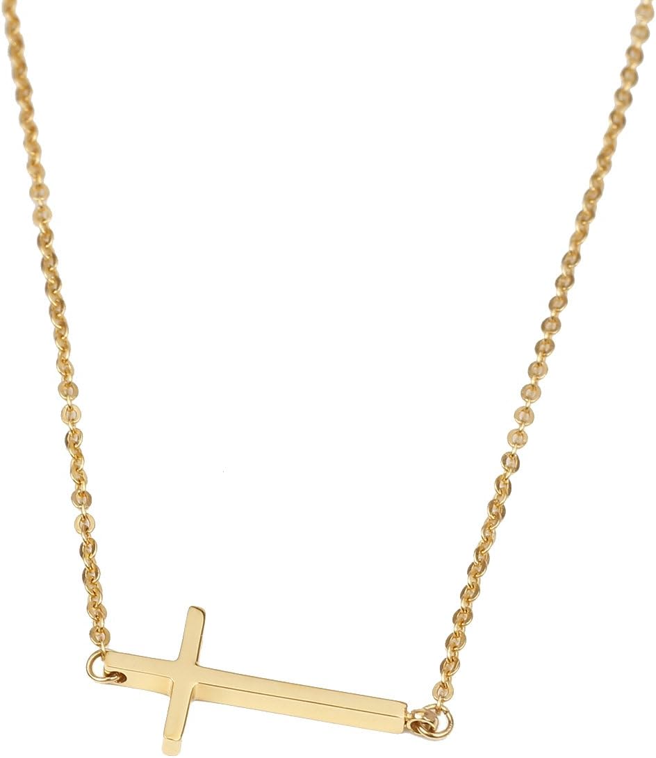 Women Cross Pendant Necklace Christian Necklace Plated with 14K Gold Charm 20 inch Cable Chain