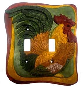 French Country Rooster Kitchen Decor Double Switch Plate ...