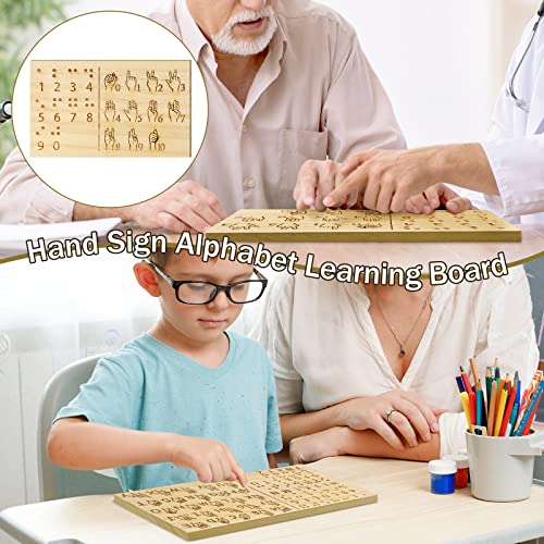 Braille Alphabet And Number Wood Board Hand Sign Alphabet AZ Hand Sign