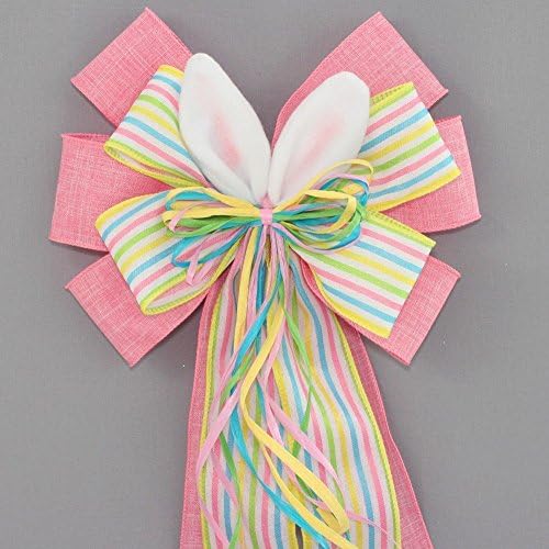 Bunny Ears Pink Easter Wreath Bow
