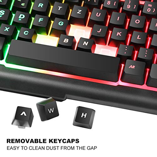 BAKTH Rainbow LED Backlit Mechanical Feeling Gaming Keyboard and Mouse