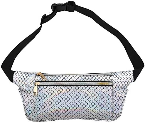 Holyami Fashion Holographic Fanny Pack for Women Men-Waterproof Travel Waist Packs Bum Purse Bags for Rave, Festival,Hiking