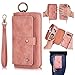 AIFENGCASE Compatible with Samsung Galaxy Note 8 Phone Case,Wallet Case for Women Men Girl,Wristlets Clutch Zipper Leather Pouch Wallet Flip Case Card Holder Magnetic Detachable Back Cover,Pink