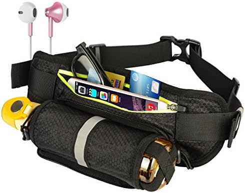 Running Belt Waist Pack, Fanny Pack for Hiking Jogging Cycling Outdoor Sports, Waterproof Hydration Belt Fitness Bag Pockets for Men Women Fits IPhone 8Plus Galaxy S8 Note 8 with Water Bottle Holder
