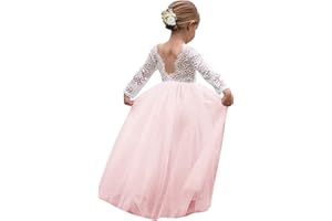 TOPMAKER Girl Toddler Full-Length Straight Tulle Tutu Lace Back Party Flower Girl Dress
