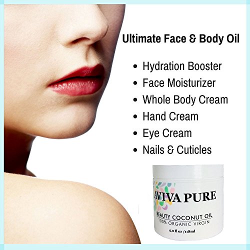 Organic Coconut Oil for Face Body Hair & Nails, Hair Growth & Stretch Marks. Unrefined Coconut Oil Skin Moisturizer and Makeup Remover (4oz)