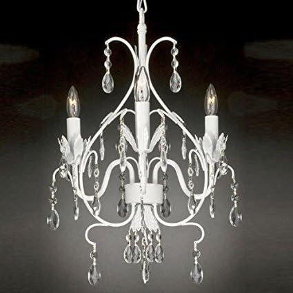 Wrought Iron Crystal Chandelier Lighting Country French White, 3 Lights, Ceiling FixtureClose Out