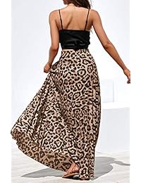 Falda larga de talle alto con estampado de leopardo para dama