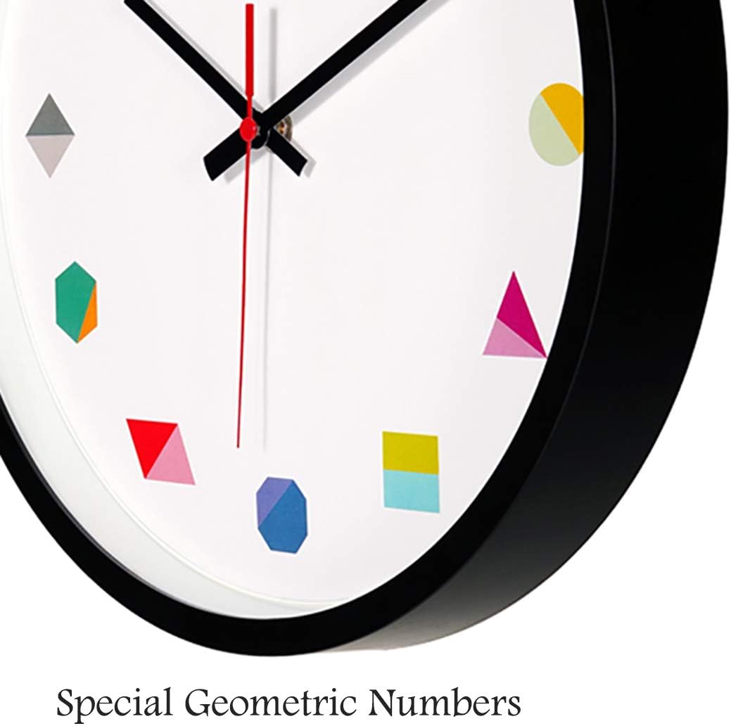 Topkey Wall Clock 12 Inch Silent Non Ticking Geometric Numbers Modern Clock for Living Room Bedroom Kitchen Kids Room - Black - Image 5