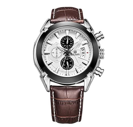 Chronograph White Dial Mens Watch - Megirmw2