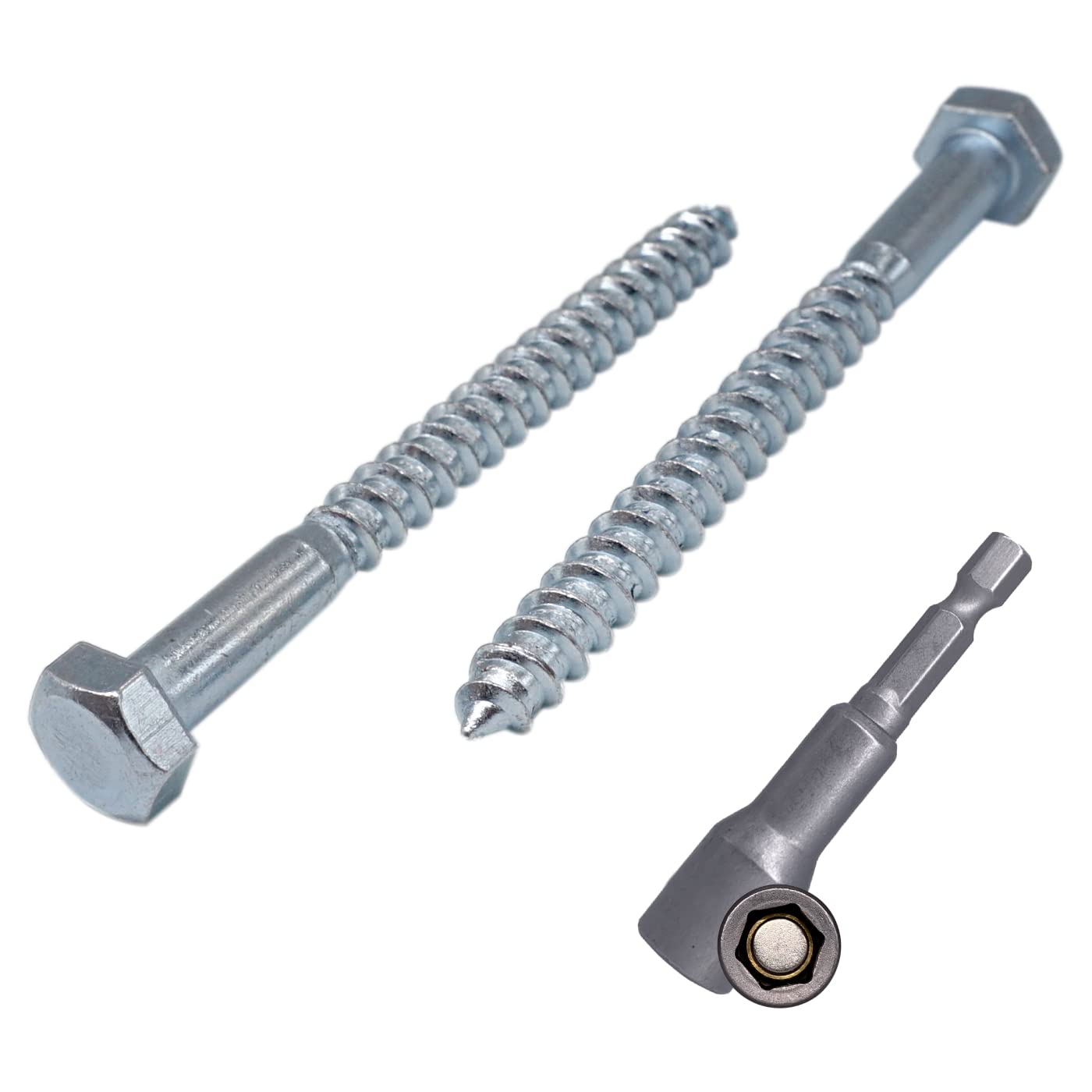 (Pack of 16 pcs) DIN 571 Zinc Plated Steel Hexagon Wood Screws M8 x 110 mm, Coach Screws, Hex Screw, Lag Bolts, Hex Head (16, M8 x 110 mm)