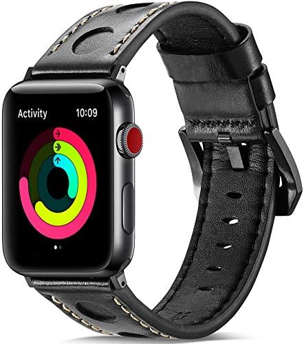 Watruer Apple Watch Band, 44mm 42mm 40mm 38mm Genuine Leather iwatch Strap Replacement Band with Stainless Metal Clasp for Apple Watch Series 4 Series 3 Series 2 Series 1 Sport and Edition