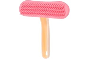 Kichvoe Large Pink Silicone Bunny Grooming Brush for Rabbits and Guinea Pigs, Handheld Pet Shedding Comb