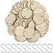 Bememo 100 Pieces 1.5 Inch Wooden Round Tag with Hole and 50 Pieces Stainless Steel S Shaped Hooks for Family Board Chore DIY